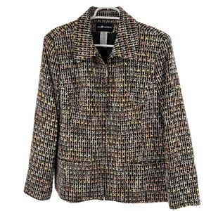 Sag Harbor tweed zip front blazer jacket metallic pastel spring work Easter 18